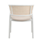 Chaise de salle à manger avec accoudoirs – Assise en velours et dossier en rotin, lot de 2 (Beige / Blanc / Noir / Gris)
