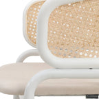Chaise de salle à manger avec accoudoirs – Assise en velours et dossier en rotin, lot de 2 (Beige / Blanc / Noir / Gris)
