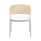 Chaise de salle à manger avec accoudoirs – Assise en velours et dossier en rotin, lot de 2 (Beige / Blanc / Noir / Gris)