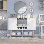 Buffet de service moderne du milieu du siècle Noyer/Chêne blanc — Repas 2 personnes, Rangement pour 4 bouteilles de vin