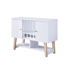 Buffet de service moderne du milieu du siècle Noyer/Chêne blanc — Repas 2 personnes, Rangement pour 4 bouteilles de vin