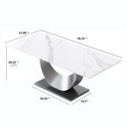 Table à manger rectangulaire de 79" pour 10 personnes — Blanc/Noir/Pandora et Gris, Piétement Piédestal en U