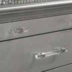 Commode à 8 tiroirs Glam Contemporain Blanc Perle / Argent