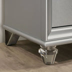Commode à 8 tiroirs Glam Contemporain Blanc Perle / Argent