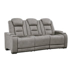 Canapé inclinable électrique double 3 places en cuir gris
