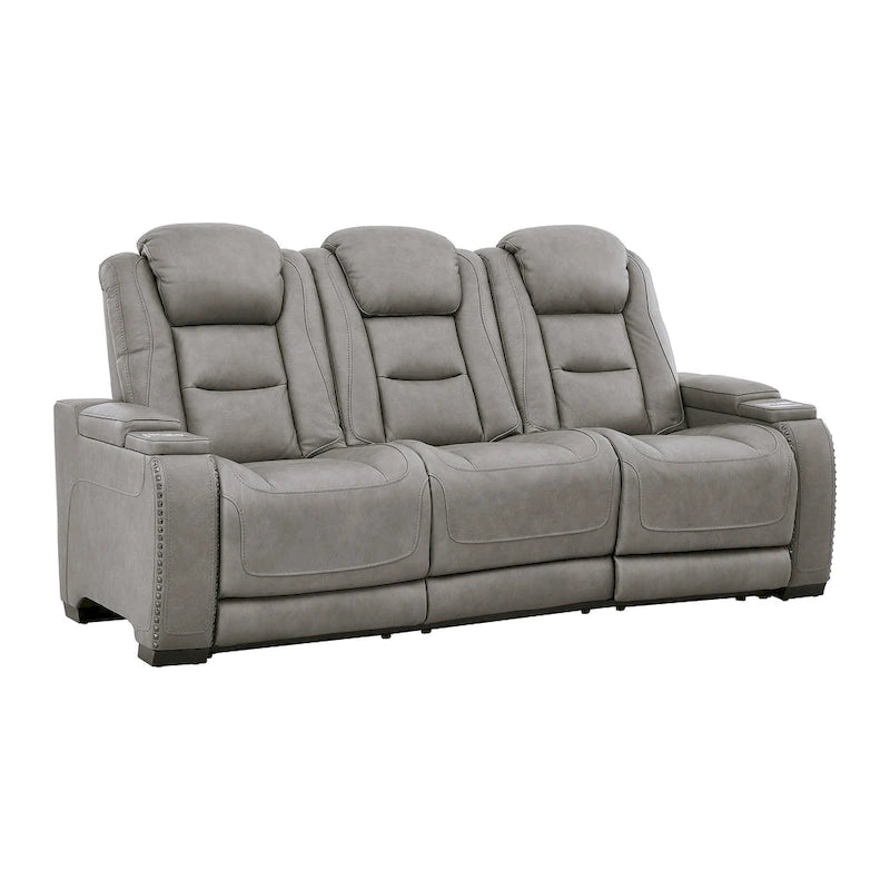 Canapé inclinable électrique double 3 places en cuir gris