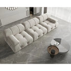 Canapé modulable en velours – 3 places, réversible, beige / orange / vert / noir / bleu