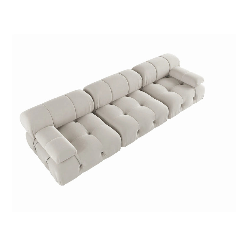Canapé modulable en velours – 3 places, réversible, beige / orange / vert / noir / bleu