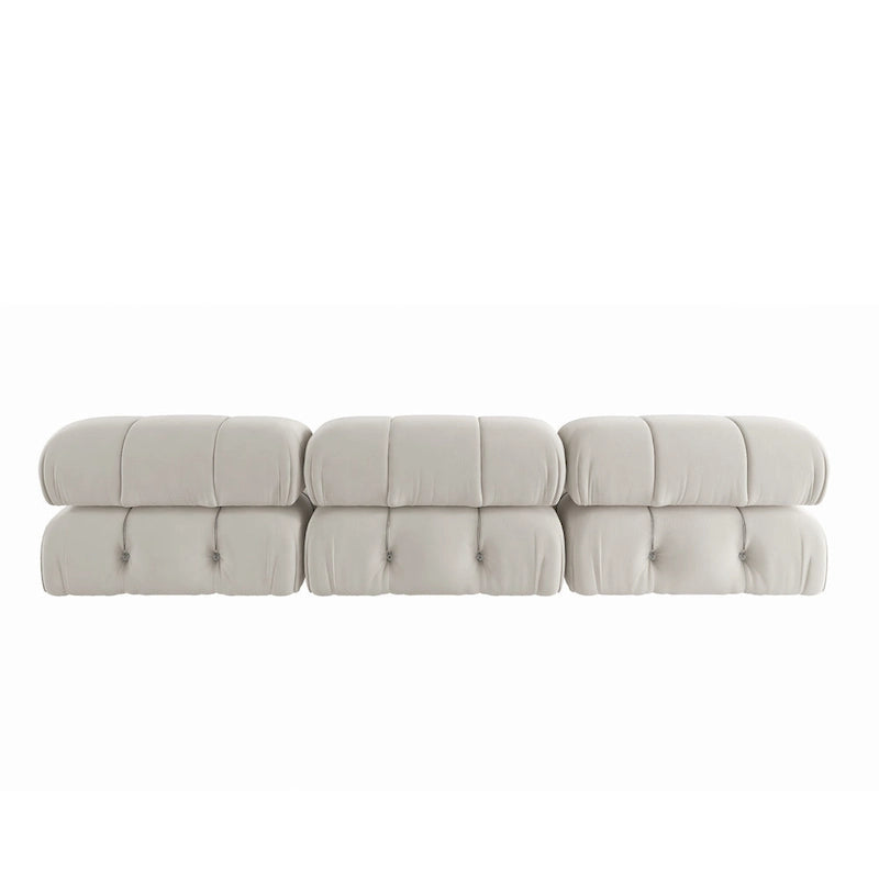 Canapé modulable en velours – 3 places, réversible, beige / orange / vert / noir / bleu