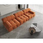 Canapé modulable en velours – 3 places, réversible, beige / orange / vert / noir / bleu