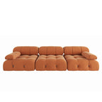Canapé modulable en velours – 3 places, réversible, beige / orange / vert / noir / bleu