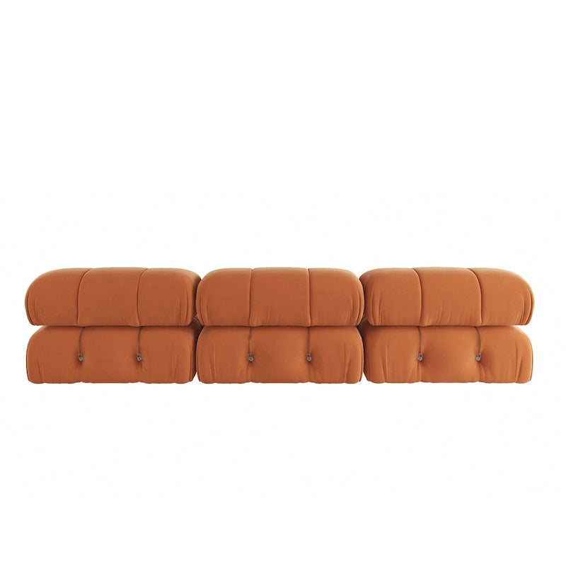 Canapé modulable en velours – 3 places, réversible, beige / orange / vert / noir / bleu