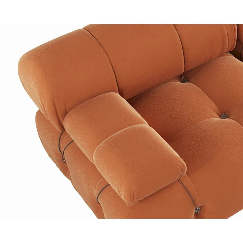 Canapé modulable en velours – 3 places, réversible, beige / orange / vert / noir / bleu