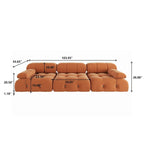 Canapé modulable en velours – 3 places, réversible, beige / orange / vert / noir / bleu
