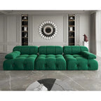 Canapé modulable en velours – 3 places, réversible, beige / orange / vert / noir / bleu