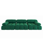 Canapé modulable en velours – 3 places, réversible, beige / orange / vert / noir / bleu