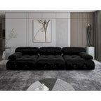 Canapé modulable en velours – 3 places, réversible, beige / orange / vert / noir / bleu