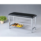 Banc à chaussures en métal – Noir/Chrome, 1 place, pour entrée