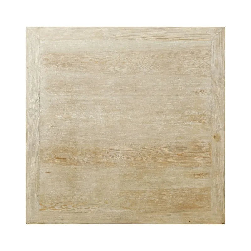 Table basse carrée en bois rustique blanc cassé pour 2 à 4 personnes