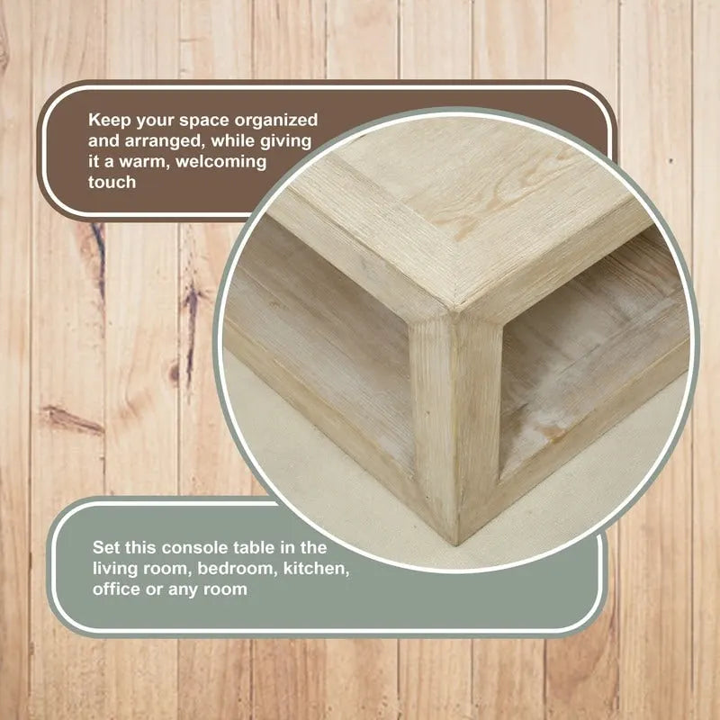 Table basse carrée en bois rustique blanc cassé pour 2 à 4 personnes