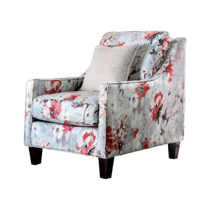 Fauteuil de transition une place en chenille ivoire avec coussins d'appoint