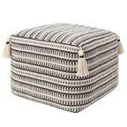 Ister Handmade Striped Cream/Black Pouf