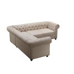 Canapé d'angle modulable symétrique 5 places en lin beige