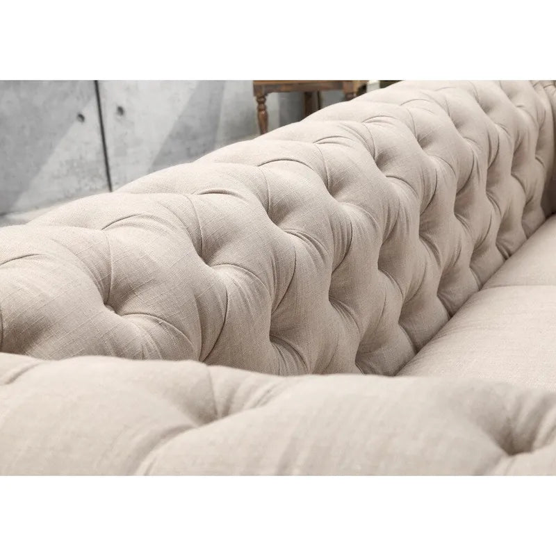 Canapé d'angle modulable symétrique 5 places en lin beige