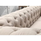 Canapé d'angle modulable symétrique 5 places en lin beige