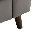 Fauteuil gris capitonné en microfibre – 1 place, pieds en bois espresso