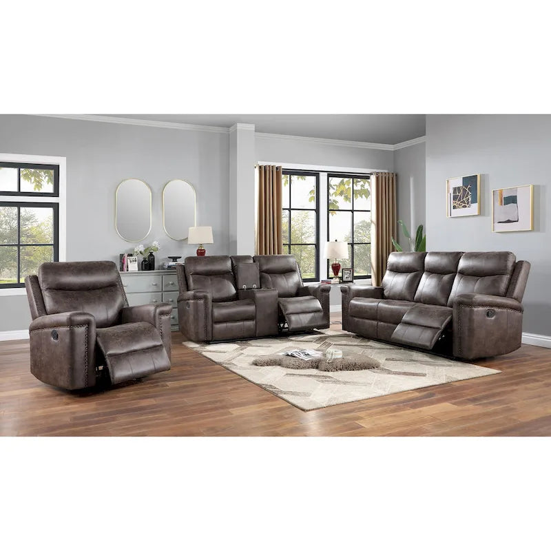 Ensemble canapé et causeuse inclinables en similicuir Mocha — 2 pièces, 4 places