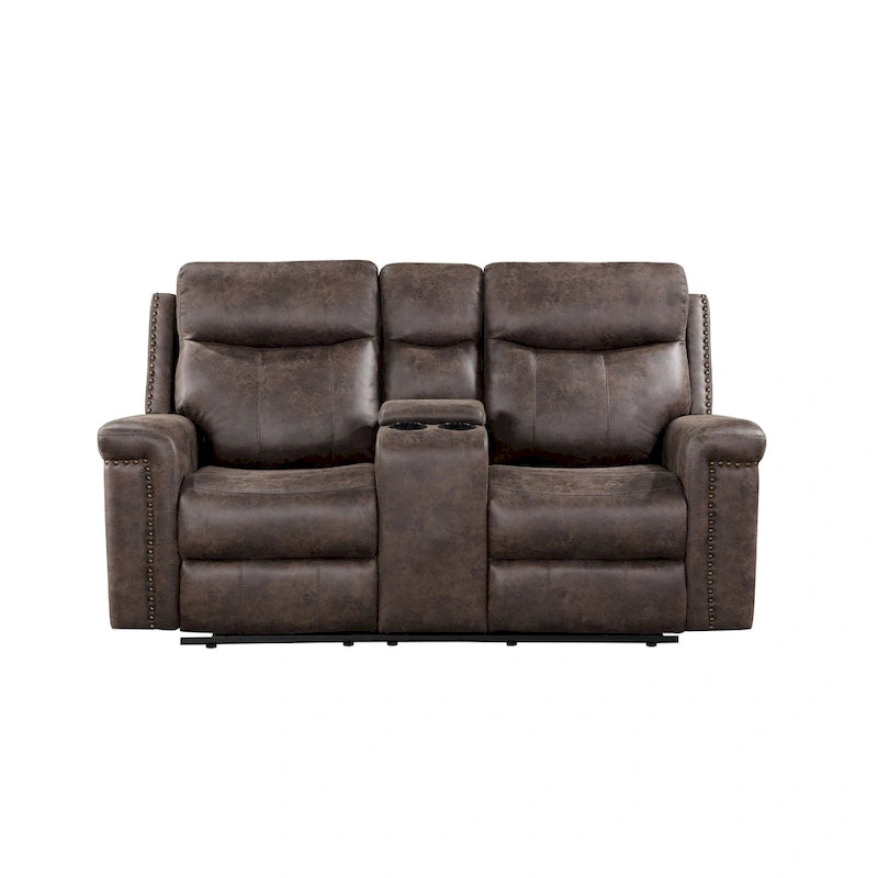 Ensemble canapé et causeuse inclinables en similicuir Mocha — 2 pièces, 4 places