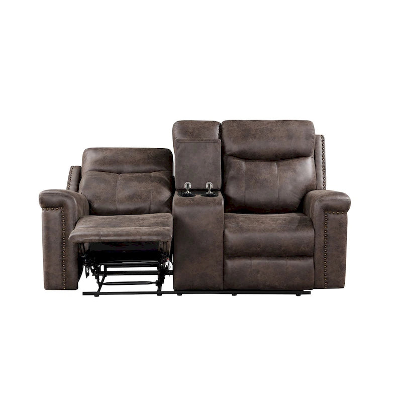 Ensemble canapé et causeuse inclinables en similicuir Mocha — 2 pièces, 4 places