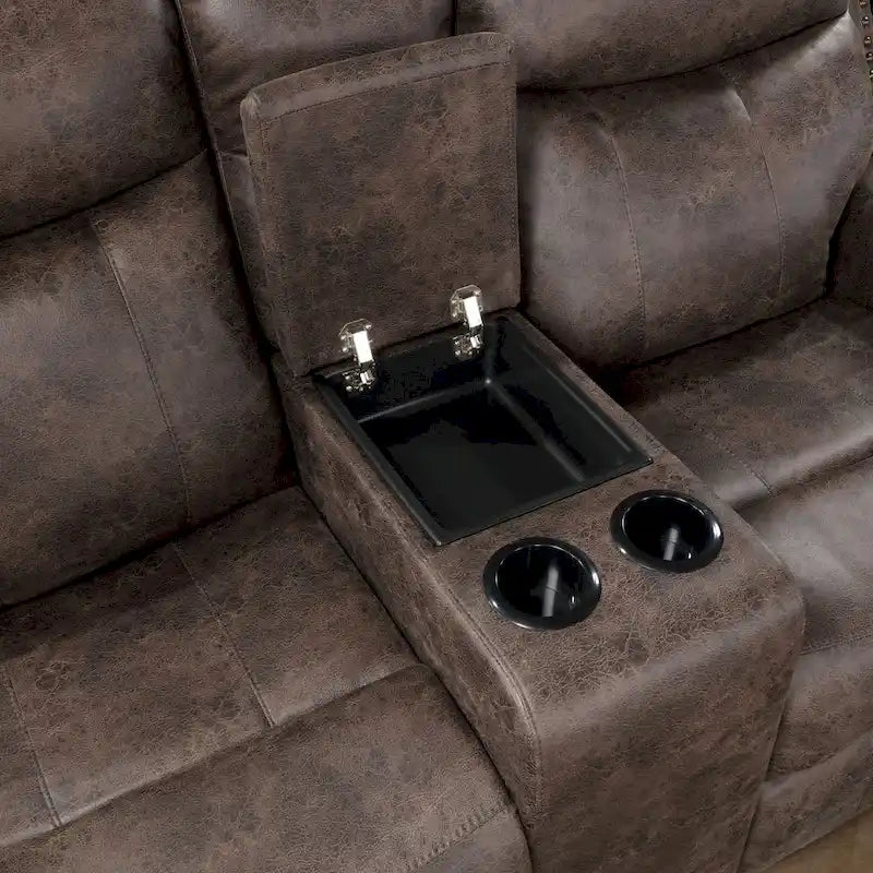 Ensemble canapé et causeuse inclinables en similicuir Mocha — 2 pièces, 4 places