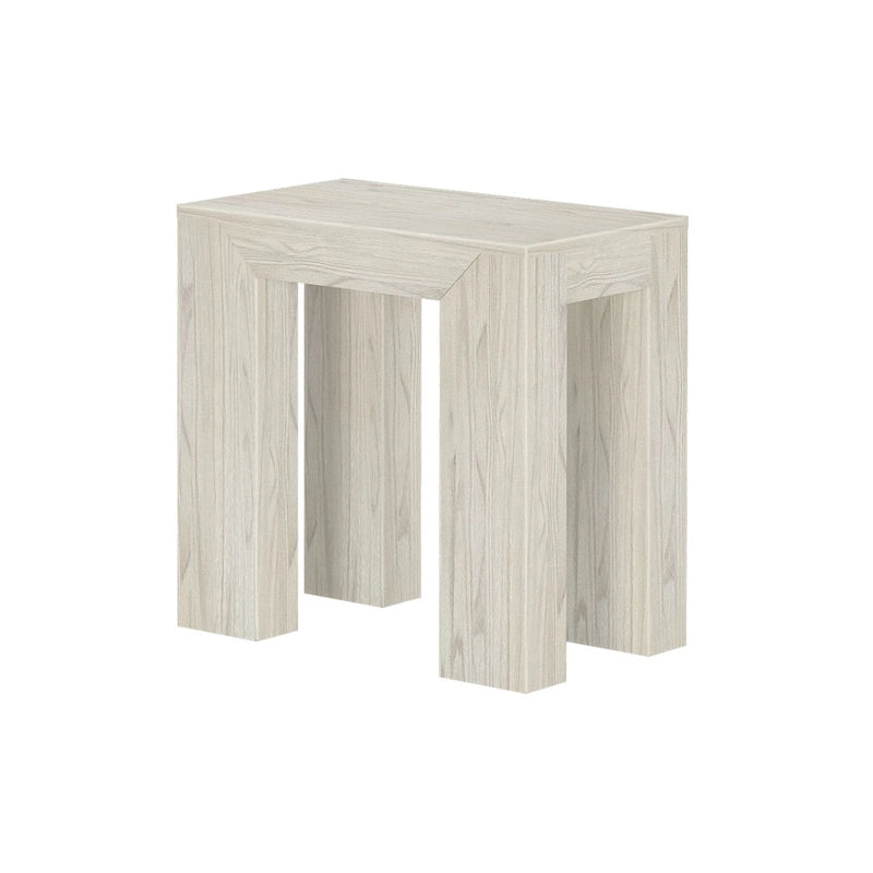 Table d'appoint rectangulaire Wirebrush, 25 po — Blanc côtier / Blond / Coquillage / Pacane