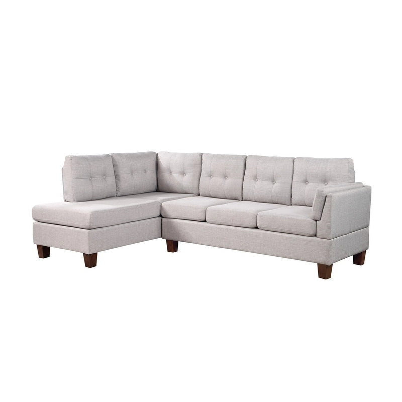 Canapé d'angle modulable en lin gris clair, méridienne à gauche, 3 places
