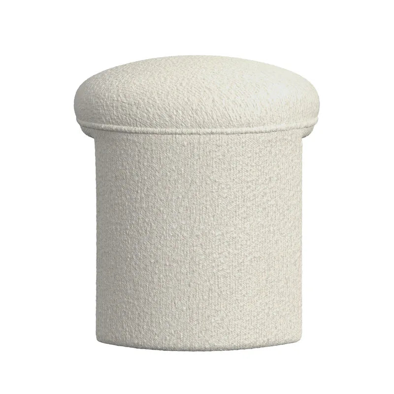 Pouf rond – Boucle crème / Velours moka / Boucle rose | 1 place