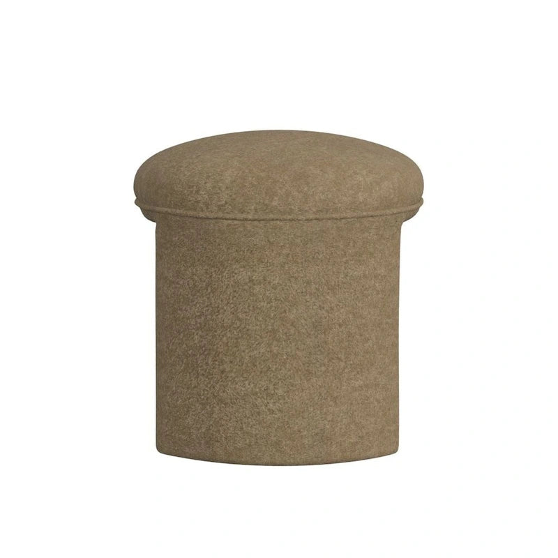 Pouf rond – Boucle crème / Velours moka / Boucle rose | 1 place