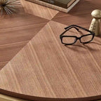 Table basse ronde avec base en métal — Fini naturel/noyer, ensemble de 1 à 2 pièces