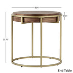 Table basse ronde avec base en métal — Fini naturel/noyer, ensemble de 1 à 2 pièces