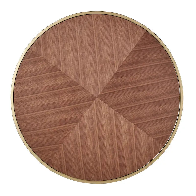 Table basse ronde avec base en métal — Fini naturel/noyer, ensemble de 1 à 2 pièces