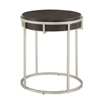 Table basse ronde avec base en métal — Fini naturel/noyer, ensemble de 1 à 2 pièces