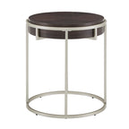 Table basse ronde avec base en métal — Fini naturel/noyer, ensemble de 1 à 2 pièces