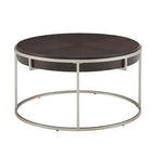 Table basse ronde avec base en métal — Fini naturel/noyer, ensemble de 1 à 2 pièces
