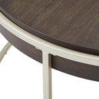 Table basse ronde avec base en métal — Fini naturel/noyer, ensemble de 1 à 2 pièces