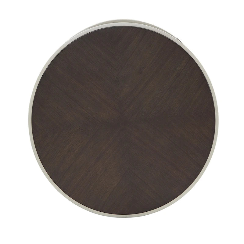 Table basse ronde avec base en métal — Fini naturel/noyer, ensemble de 1 à 2 pièces