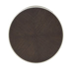 Table basse ronde avec base en métal — Fini naturel/noyer, ensemble de 1 à 2 pièces