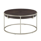 Table basse ronde avec base en métal — Fini naturel/noyer, ensemble de 1 à 2 pièces