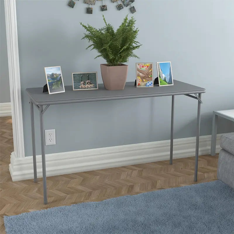 Table pliante en vinyle noir, 20 x 48 po, pour 2 à 4 personnes