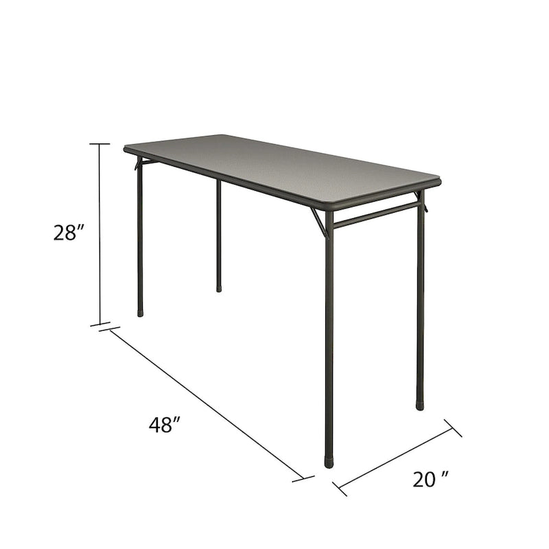 Table pliante en vinyle noir, 20 x 48 po, pour 2 à 4 personnes